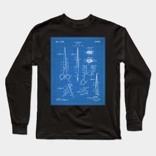 Hair Scissors Patent - Salon Art - Blueprint Long Sleeve T-Shirt